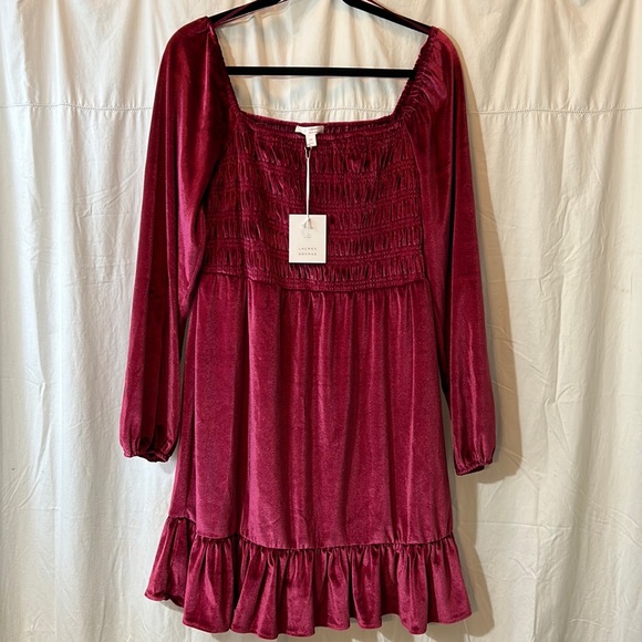 🆕 LC Lauren Conrad Burgundy Dress - Picture 1 of 11